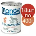 Влажный корм Monge Monoprotein SoloTacchino , беззерновой для собак , со вкусом индейки (18шт по 400г)