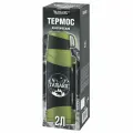 Термос классический, нержавеющая сталь, 2 л, черно-оливковый, 2 кружки, ручка + ремешок, TAIGARU, 608816, 608816