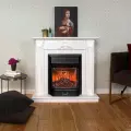 Электрокамин RealFlame Виола WT МДФ с очагом Majestic, белый портал, звук потрескивания дров, обогрев, имитация пламени