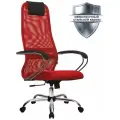 Кресло офисное метта SU-B-8 хром, ткань-сетка, сиденье мягкое, красное (532430)