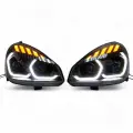Фары Приора c линзами 4 Bi LED модуля 1.8 дюйма в стиле БМВ (ver 2.0) ДХО, плавающие поворотники