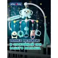 Детский мобиль на кроватку для новорожденных музыкальный Play Okay, блок с игрушками и регулировкой громкости, карусель успокаивающая малыша - Голубой