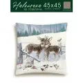 Наволочка новогодняя Le Gobelin Лесные друзья два оленя 45x45 см