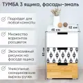 Тумба Svogen с фотопечатью, 3 ящика, дерево-белый/этно черный
