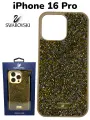Чехол Swarovski , для iPhone 16 Pro, защита камеры, силикон/пластик, золотистый