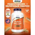 NOW Psyllium Husk, Псиллиум шелуха семени подорожника + Пектин яблочный, 360 растительных капсул, Антиоксидант, клетчатка для похудения, для здоровья ЖКТ, поддерживает регулярность стула