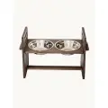 Миска ONCELI, для кошек и собак, двойная, на деревянной подставке