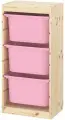Стеллаж труфаст еревянный 44х30х91 с контейнерами, розовый (3), Profi&Hоbby