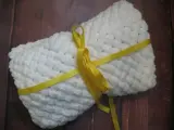 Плед белый плюшевый для новорождённого, ручная вязка, 85*90см, в кроватку, коляску, на выписку