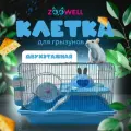 Клетка Zoowell для грызунов с поддоном, 45*30*30 см, цвет голубой (CC-S45Bl)