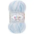 Пряжа Alize Baby best batik белый-голубой (6669), 90%акрил/10%бамбук, 240м, 100г, 5шт