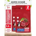 PURINA ONE для взрослых собак средних и крупных пород с говядиной и рисом (3,8 + 3,8 кг)
