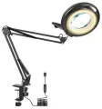 Светильник светодиодный настольный на струбцине SDM-330B-3B с 5 -ти кратной увеличительной линзой , черный