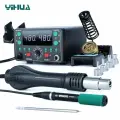 Паяльная станция T12 YIHUA 902D-IV (фен + паяльник) с большим LCD дисплеем, автоматическим отключением, цифровой калибровкой температуры и режимом сна.