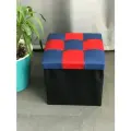 Пуф складной Шахматы красно/синий