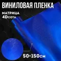 Виниловая самоклеющаяся пленка 4D сота матрица синяя ,50х150 см