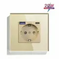 Розетка электрическая 1 пост с Usb/Type-C АC, быстрая зарядка 20W, цвет золотой