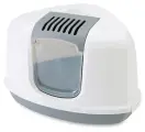 Туалет для кошек закрытый угловой NESTOR CORNER белый/серый YK