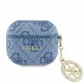 Guess для Airpods 3 чехол PU кожа 4G with metal logo and Diamond charm, голубой