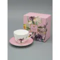Чайная пара Роузи, серия L'Art des Fleurs, форма весенняя 2, ИФЗ, костяной фарфор, розовый, 250 мл