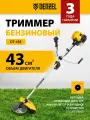 Триммер бензиновый для травы, 43 см3, неразъемная штанга, электростартер, состоит из 2 частей