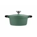 Кастрюля, 20 см, 2,4 л, с крышкой, с покрытием, алюминий, зеленая, Agile