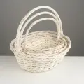 Набор корзин плетёных, 3 шт, 47×39×14 см, 40×32×15 см, 33×25×13 см, ива, белый