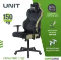 Игровое компьютерное кресло VMMGAME UNIT UPGRADE с регулируемой спинкой, велюр, черно-зеленый
