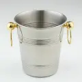 Ведро для льда Классик, 2.1 л, 20.5x16x17.5 см, золотые ручки, нержавеющая 201 сталь