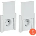 Розетка силовая штепсельная IEK / ИЭК FORTE&PIANO FP221, одноместная 16А 250В IP44, белая, с заземлением, защитными шторками и крышкой, винтовое крепление, FP-R16-16-44-K01 (комплект из 2 шт)