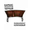 Козырек металлический над входной дверью и крыльцом YS50 черный каркас с коричневым поликарбонатом