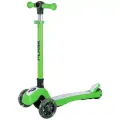 Детский самокат, три светящиеся колеса, складной, рост до 140см, до 50 кг. Nipper, зеленый
