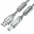 Кабель PROF USB 2.0 AM / BM с ферритовыми кольцами для подключения принтера (GCR-UPC10) прозрачный 5.0м