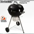 Круглый угольный гриль барбекю GoGarden Premium 56 с термометром, черный