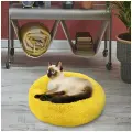 Пушистая лежанка d80 см +-5 см для крупных кошек и собак цвет желтый артикул PNL80