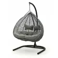 Подвесное кресло KORNERA Джимини Premium, искусственный ротанг серый, подушка серая