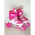 Роликовые коньки детские раздвижные размер 31-34 светящееся колесо розовые