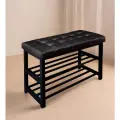 Банкетка для прихожей с мягким сиденьем и полками под обувь, нагрузка 200 кг