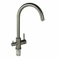 Смеситель для кухни с фильтром для питьевой воды и поворотным С-образным гусаком, графит