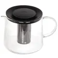Чайник заварочный стеклянный 1500мл «Хай-Тек», с металлическим ситом, черная крышка
