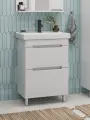 Тумба напольная SanStar Адель 50 с раковиной Фест 50 (комплект) для ванной комнаты, белая