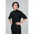 Китель поварской мужской вилан с коротким рукавом, черный, размер 52-54, рост 158-164, ткань Тиси