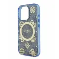 Guess чехол для iPhone 16 Pro Max, PC/TPU 4G Peony синий (MagSafe)