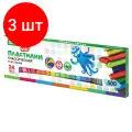Комплект 3 шт, Пластилин классический BRAUBERG KIDS, 24 цвета, 500 г, высшее качество, 105874