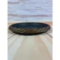 Поддон из искусственного ротанга для горшков/кашпо. 33 см. Красное дерево с золотом (Сурик)