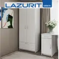 Шкаф для одежды белый Lazurit Classica распашной в прихожую 2 двери и 1 ящик штанга 79х51х190