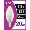 Упаковка светодиодных ламп 20 шт REV 32349 5, 2700К, Е14, C37, 7Вт