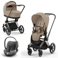 Детская коляска 3в1 Cybex Priam IV Rose Gold, цвет Cozy Beige (Бежевый), артикул производителя 523001547 / 523000225