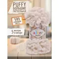 Пряжа Alize Puffy, 5 мотков, цвет 599 слоновая кость / Пряжа Пуффи Ализе, 5 мотков