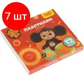 Комплект 7 шт, Пластилин Мульти-Пульти Чебурашка, 12 цветов, 180г, со стеком, картон